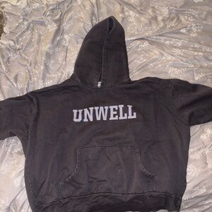 Black Hoodie with 'UNWELL' Print